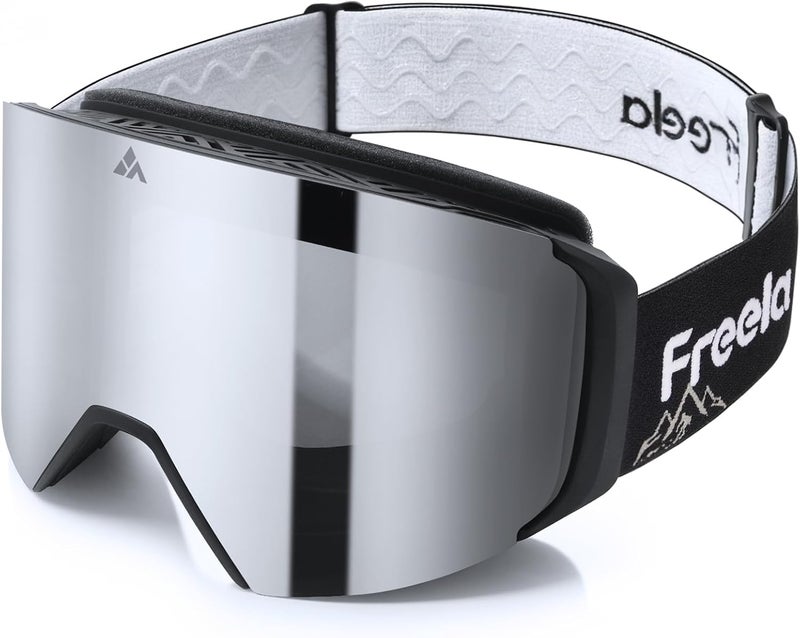 Freela Ski Goggles- Frameless, Magnetic OTG Snow Goggles Interchangeable Lens UV400 Protection Anti-Fog for Adult Men Women - Image 1